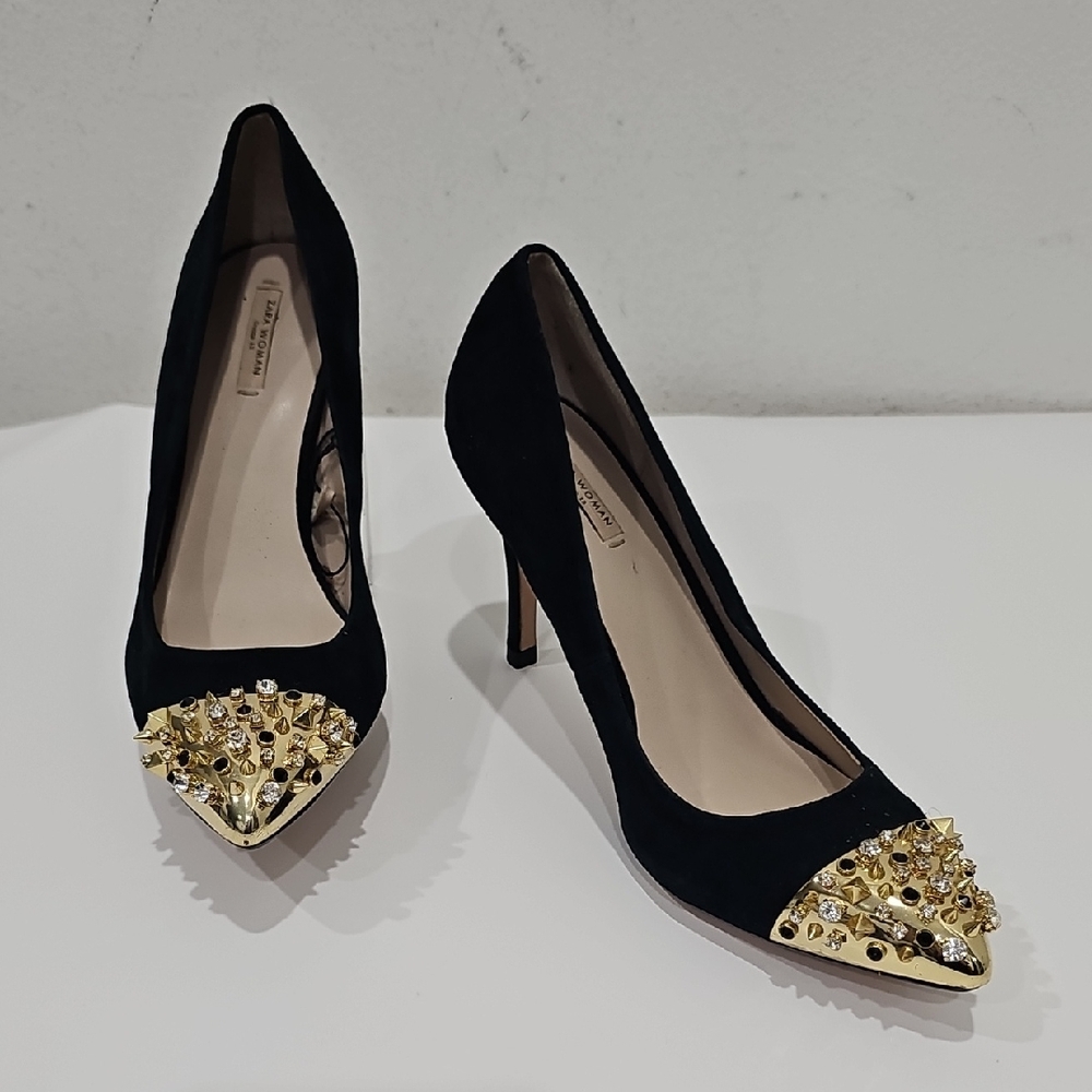 Zara Black Suede Pumps Size 9.5/40 Dressy